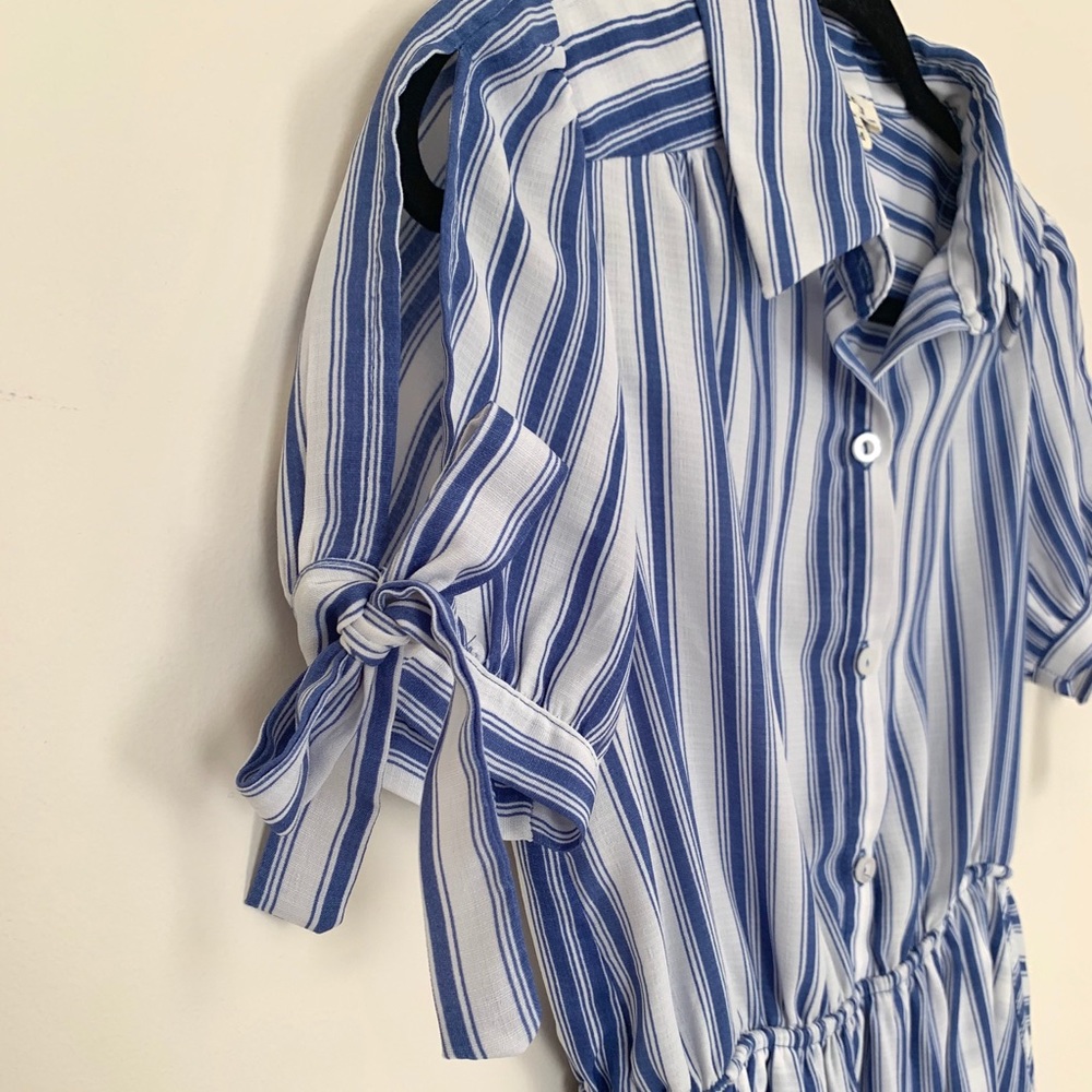 Blue and White Striped Dress
